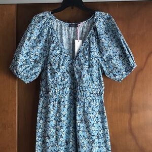 NWT Vineyard Vines Floral Blue Puff Sleeve Dress